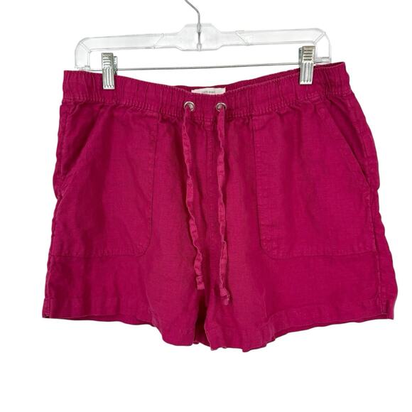 C&C California Linen Shorts Women size large Elastic Tie Waist Purple 3" Inseam - Picture 1 of 9